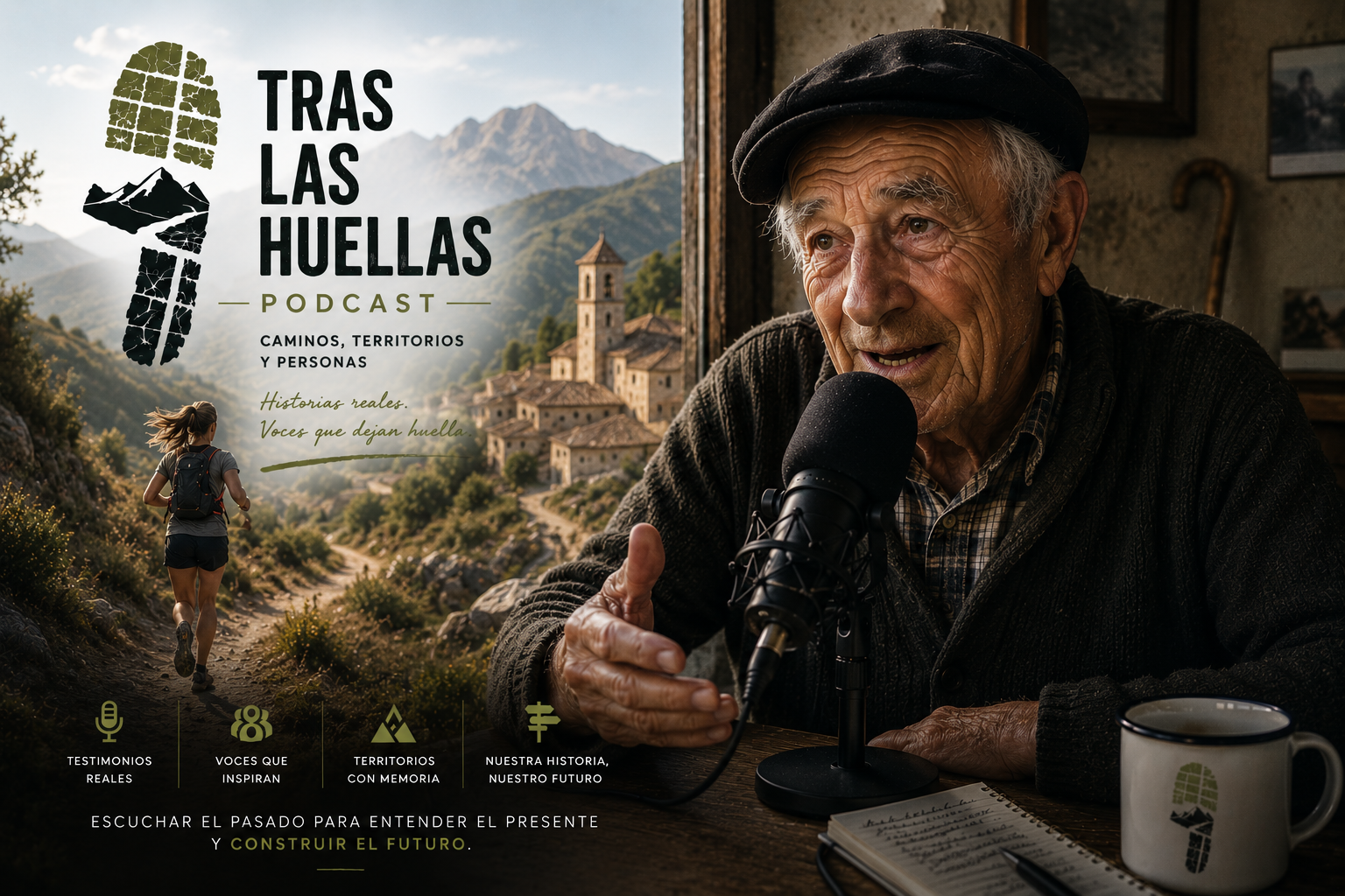 Persona mayor rural hablando ante un micrófono